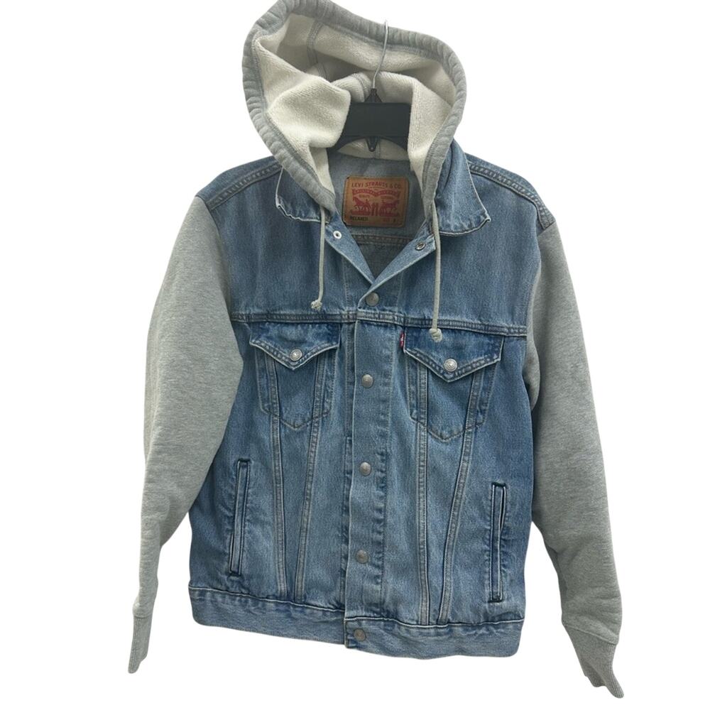 Levi's Women’s Hooded Hybrid Sweatshirt Denim Jacket Relaxed Size S